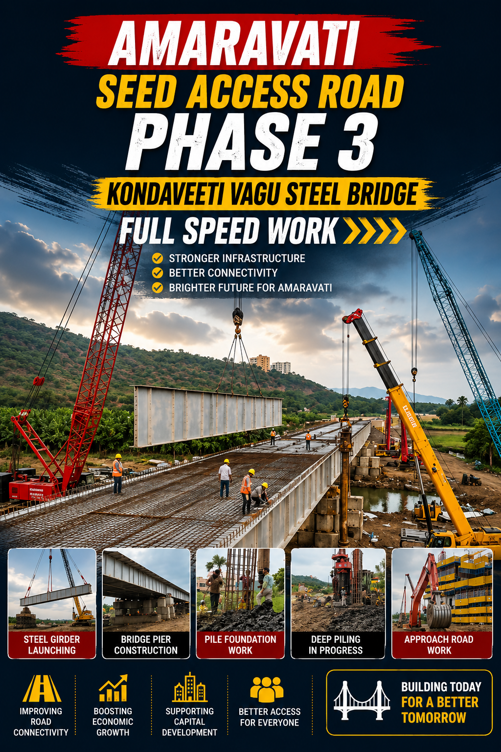 Amaravati Seed Access Road Phase 3 Construction Accelerates | Kondaveeti Vagu Steel Bridge Nears Major Milestone