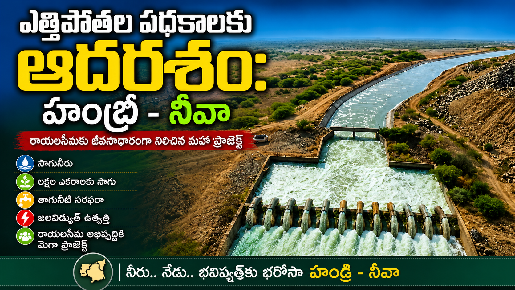 హంద్రీ–నీవా సుజల స్రవంతి: ఎత్తిపోతల పథకాలకు ఆదర్శం – పూర్తి వివరాలు & తాజా అప్డేట్స్