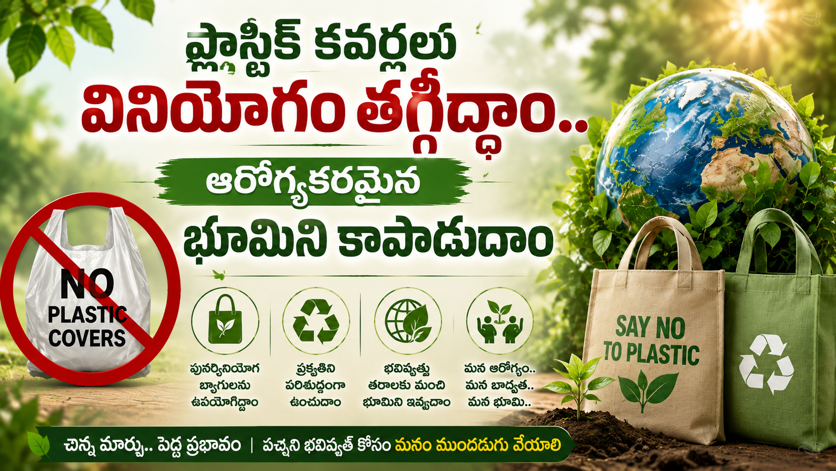 ప్లాస్టిక్ కవర్ల వినియోగం తగ్గిద్దాం.. ఆరోగ్యకరమైన భూమిని కాపాడుదాం!