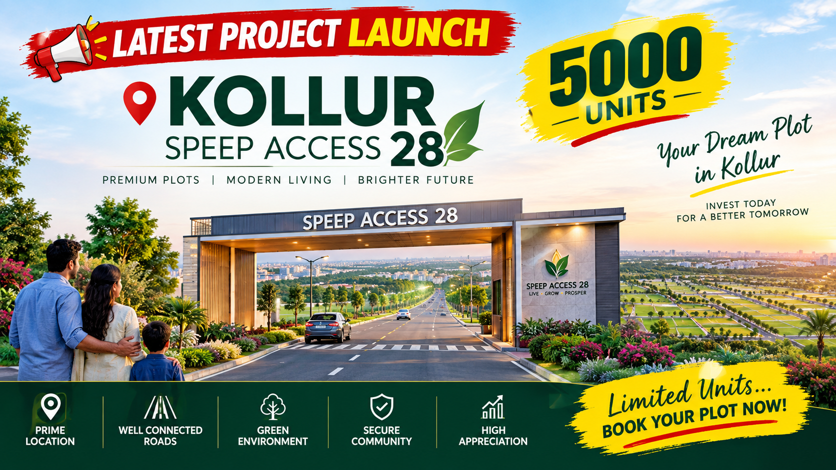 కొల్లూరులో భారీ ప్రాజెక్ట్ లాంచ్! SPEEP ACCESS 28లో 5,000 యూనిట్లు – పెట్టుబడిదారులకు గోల్డెన్ ఛాన్స్!