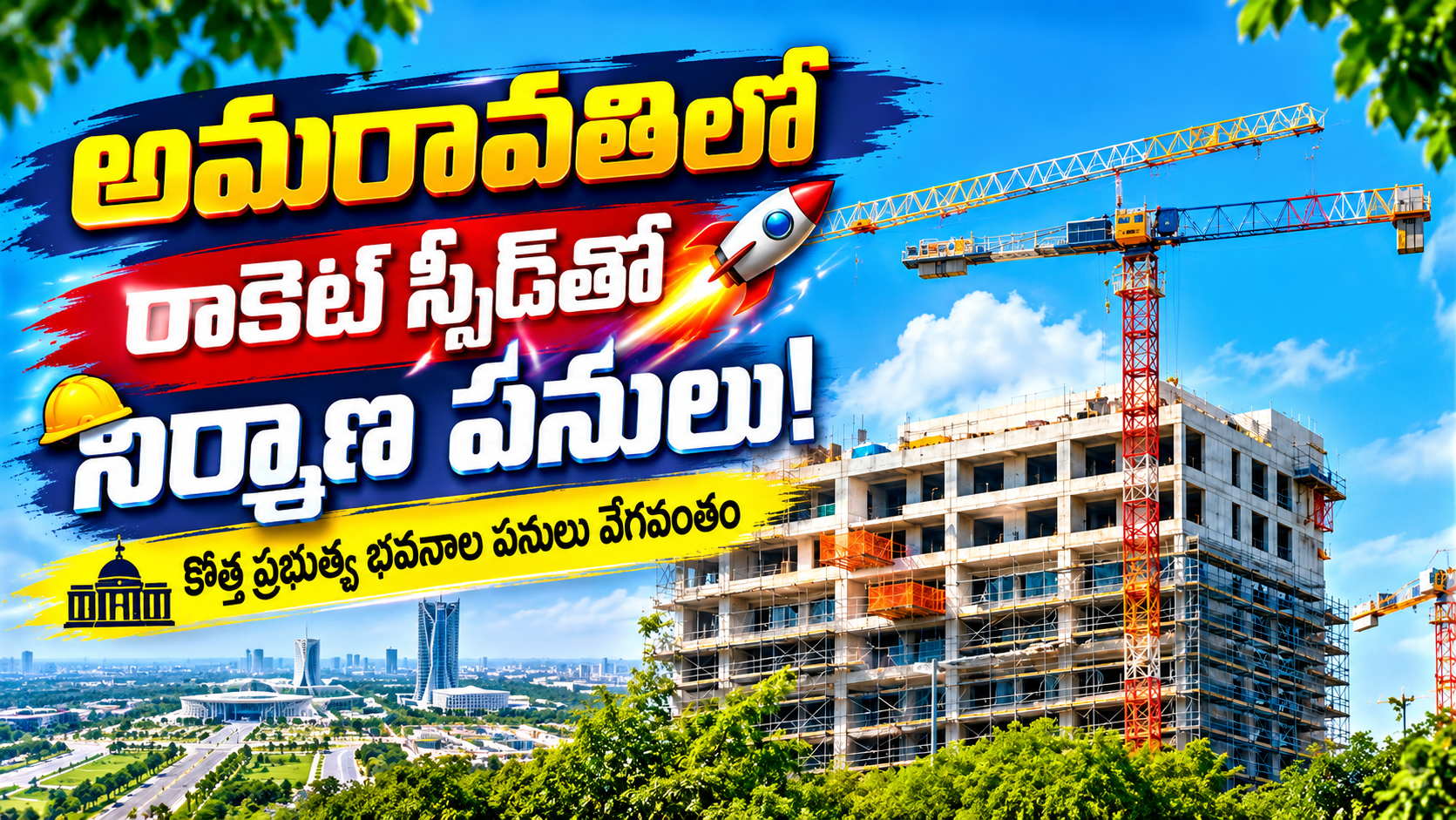అమరావతిలో రాకెట్ స్పీడ్తో నిర్మాణ పనులు! కొత్త ప్రభుత్వ భవనాల పనులు వేగవంతం