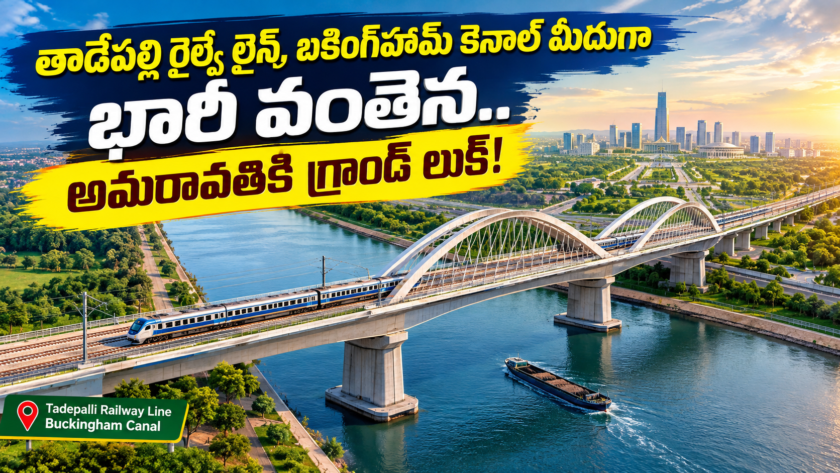 తాడేపల్లి రైల్వే లైన్, బకింగ్హామ్ కెనాల్ మీదుగా భారీ వంతెన.. అమరావతికి గ్రాండ్ లుక్! | Amaravati Development 2026