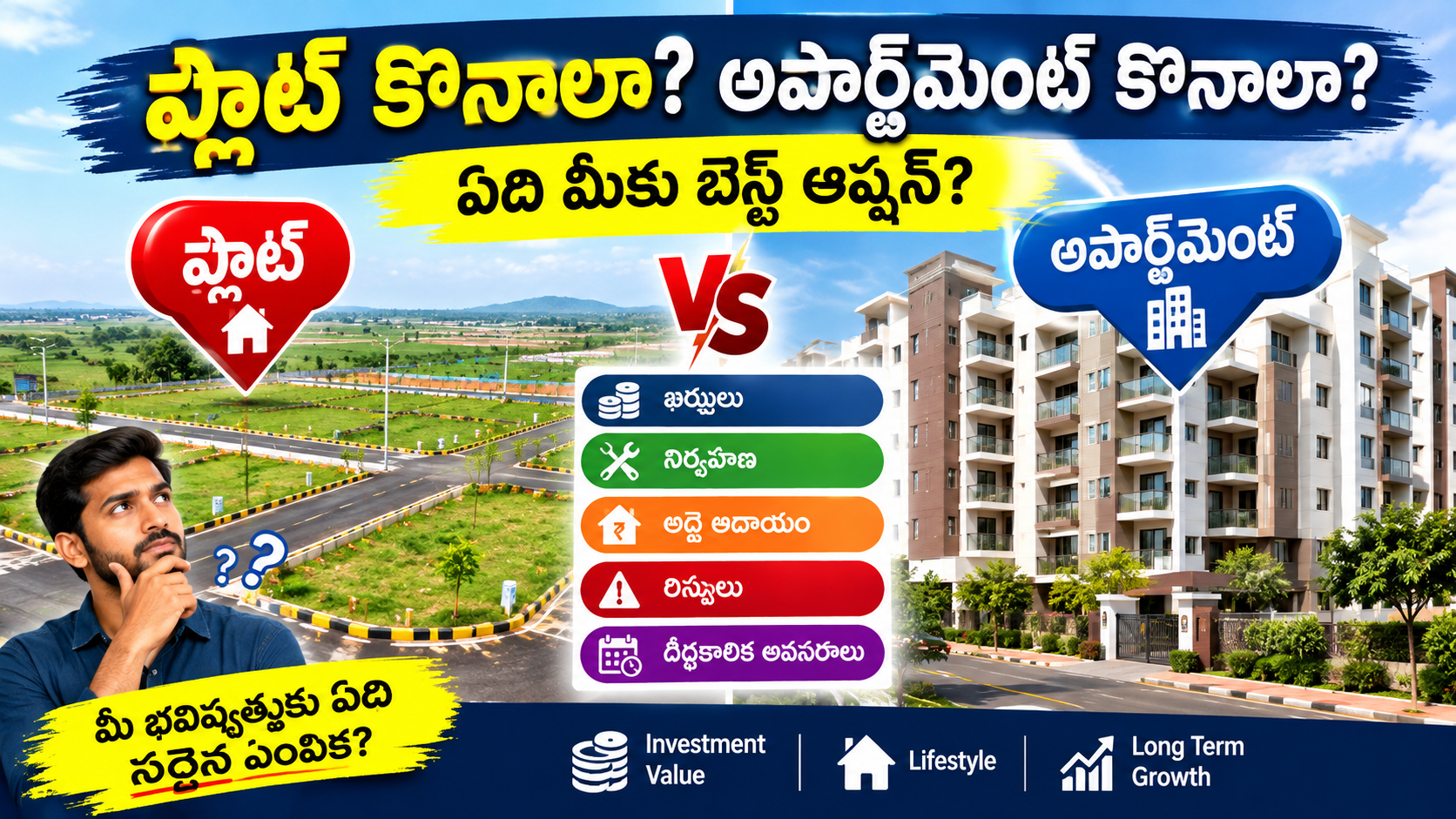ప్లాట్ కొనాలా? అపార్ట్మెంట్ కొనాలా? 🏡 | ఏది బెస్ట్ ఇన్వెస్ట్మెంట్? | Real Estate Guide 2026