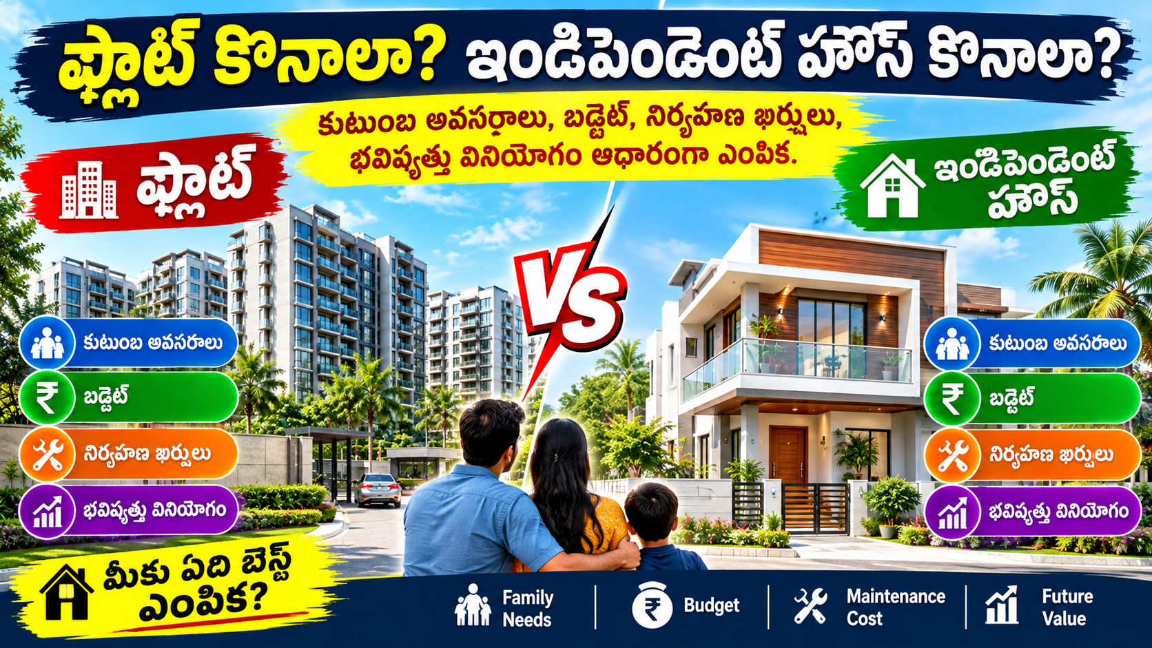 ఫ్లాట్ కొనాలా? ఇండిపెండెంట్ హౌస్ కొనాలా? 🏡 | మీ బడ్జెట్కు ఏది బెస్ట్? | Real Estate Guide 2026