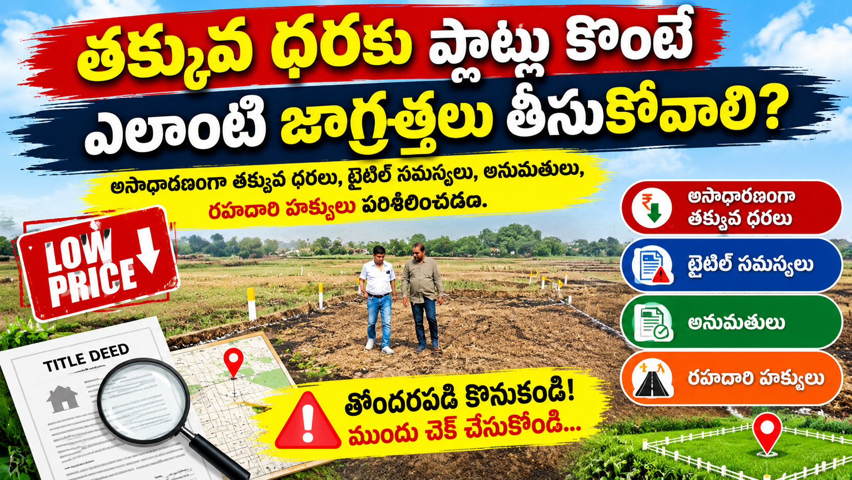 తక్కువ ధరకు ప్లాట్లు కొంటున్నారా? 🏡 ఈ 5 జాగ్రత్తలు తప్పనిసరిగా తెలుసుకోండి! | Real Estate Tips 2026