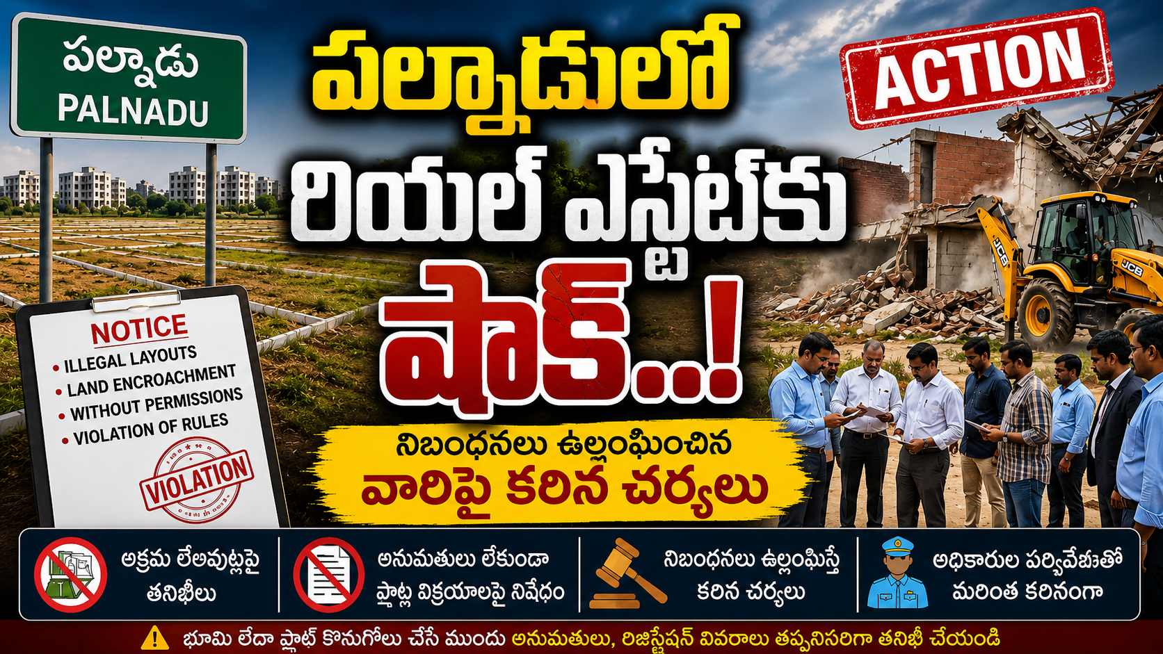 పల్నాడులో రియల్ ఎస్టేట్కు షాక్..! నిబంధనలు ఉల్లంఘించిన వారిపై కఠిన చర్యలు