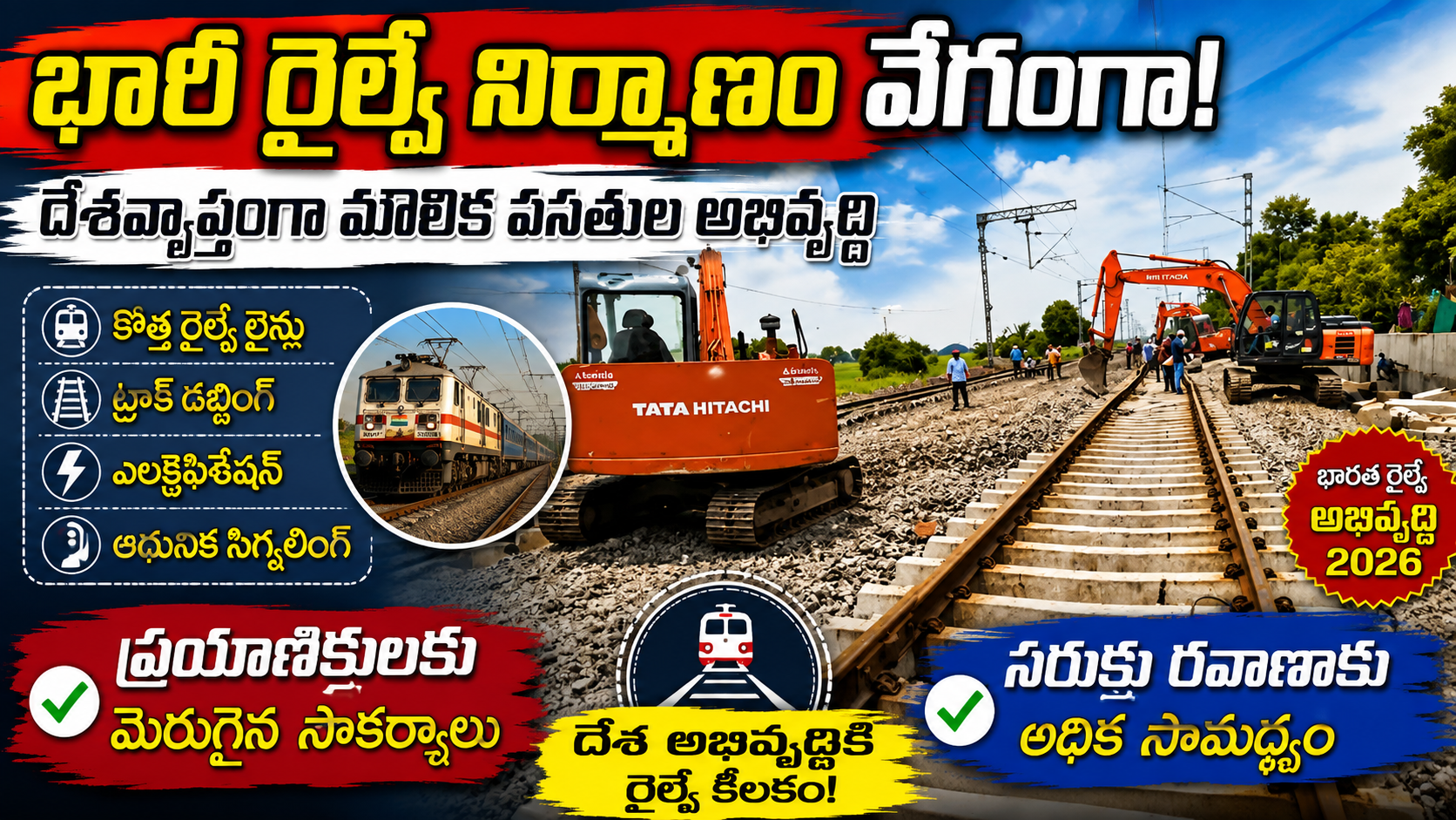 భారత రైల్వే నిర్మాణం వేగంగా – కొత్త ట్రాక్లు, ఆధునిక సదుపాయాలతో దేశానికి కొత్త దిశ