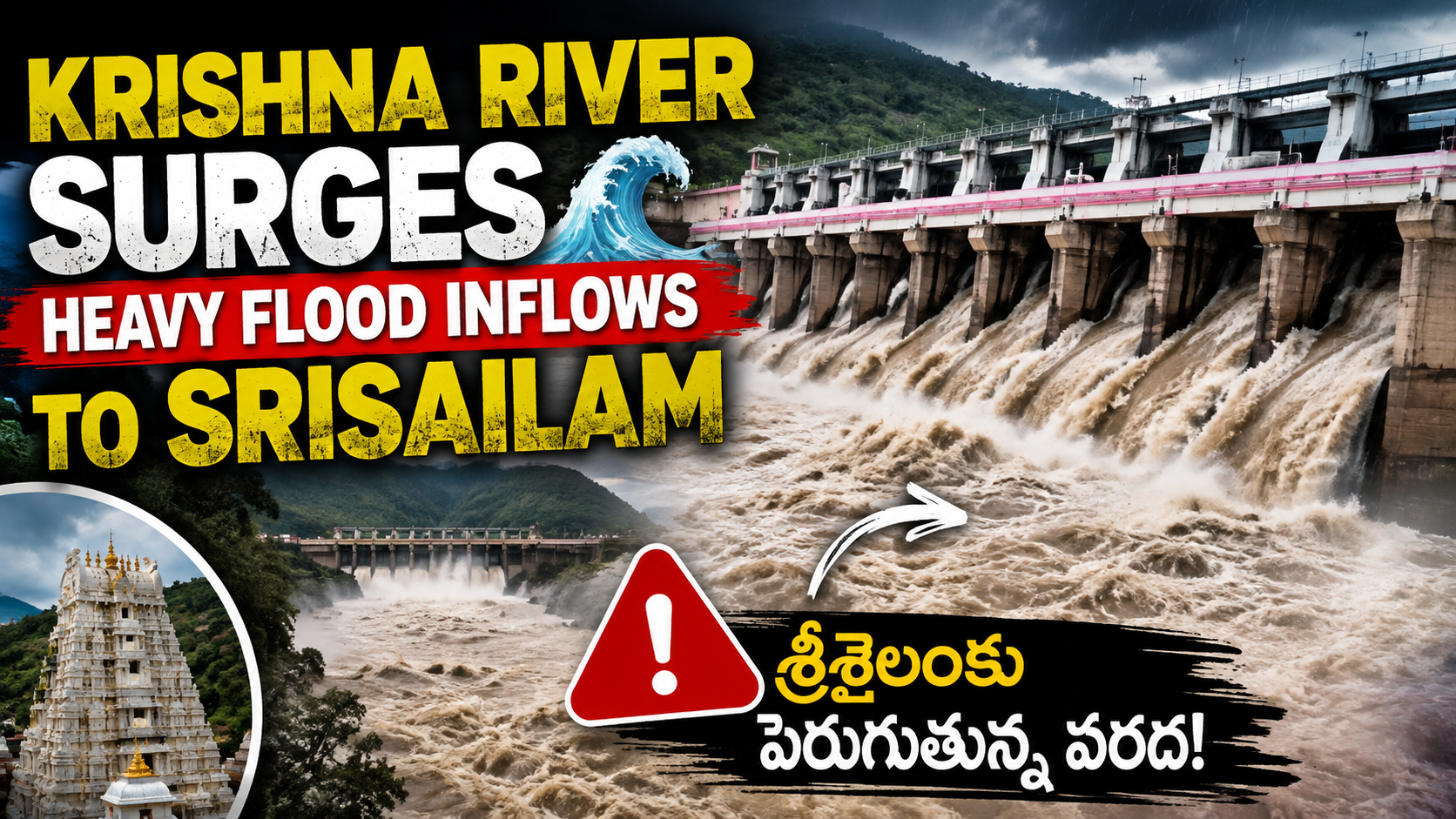 కృష్ణా నది ఉప్పొంగింది.. శ్రీశైలానికి భారీ వరద ప్రవాహం! | Srisailam Dam Latest Flood