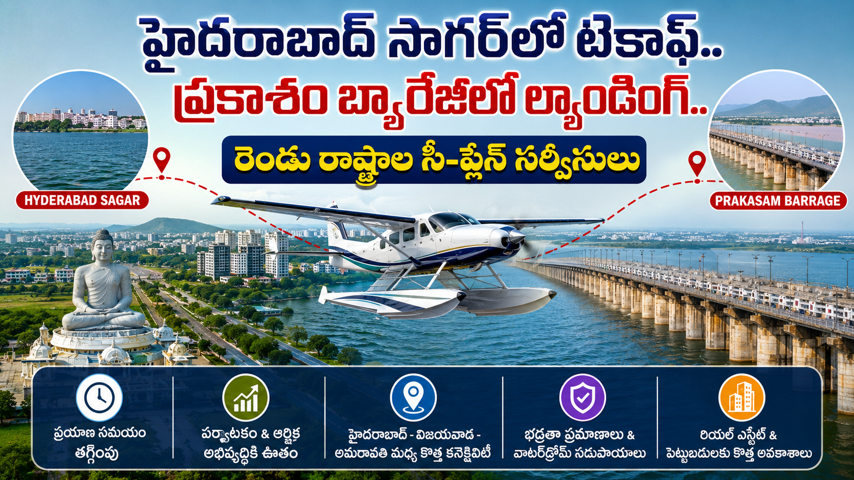 హైదరాబాద్ సాగర్ నుంచి ప్రకాశం బ్యారేజీకి సీ-ప్లేన్ సర్వీసులు.. రెండు రాష్ట్రాల కనెక్టివిటీలో కొత్త అధ్యాయం!