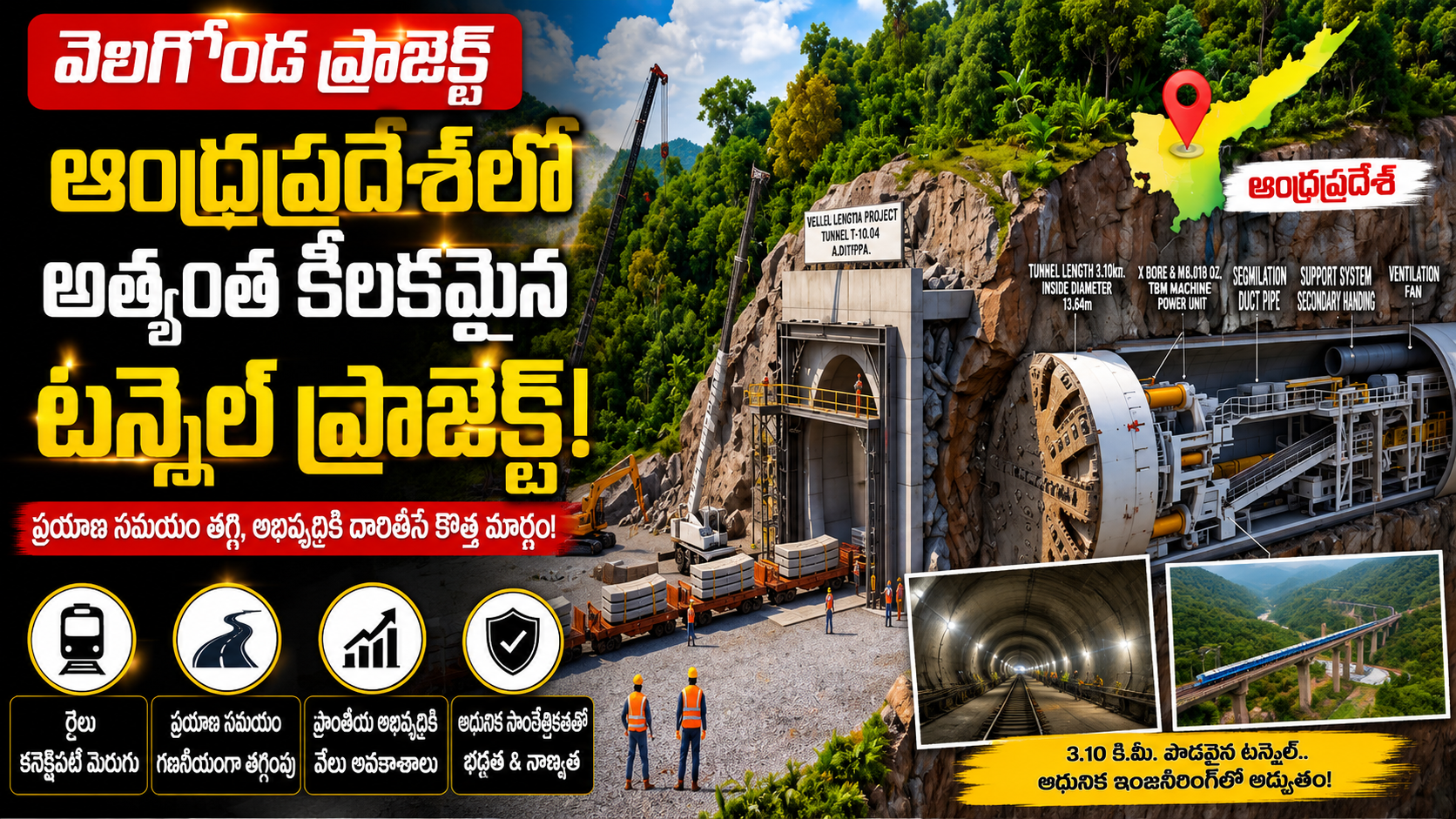 వెలిగొండ ప్రాజెక్ట్లో మరో కీలక అడుగు.. భారీ టన్నెల్ నిర్మాణంతో కొత్త మార్గం!