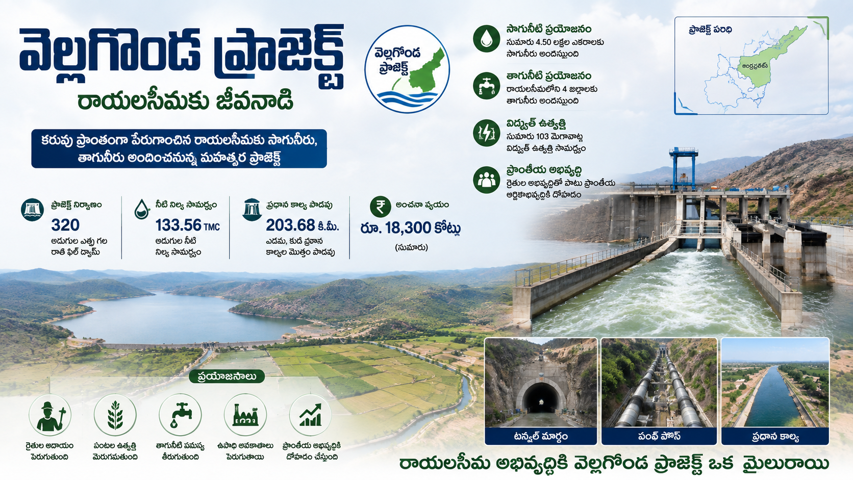 వెలిగొండ ప్రాజెక్ట్ పూర్తి వివరాలు | రాయలసీమకు జీవనాడి