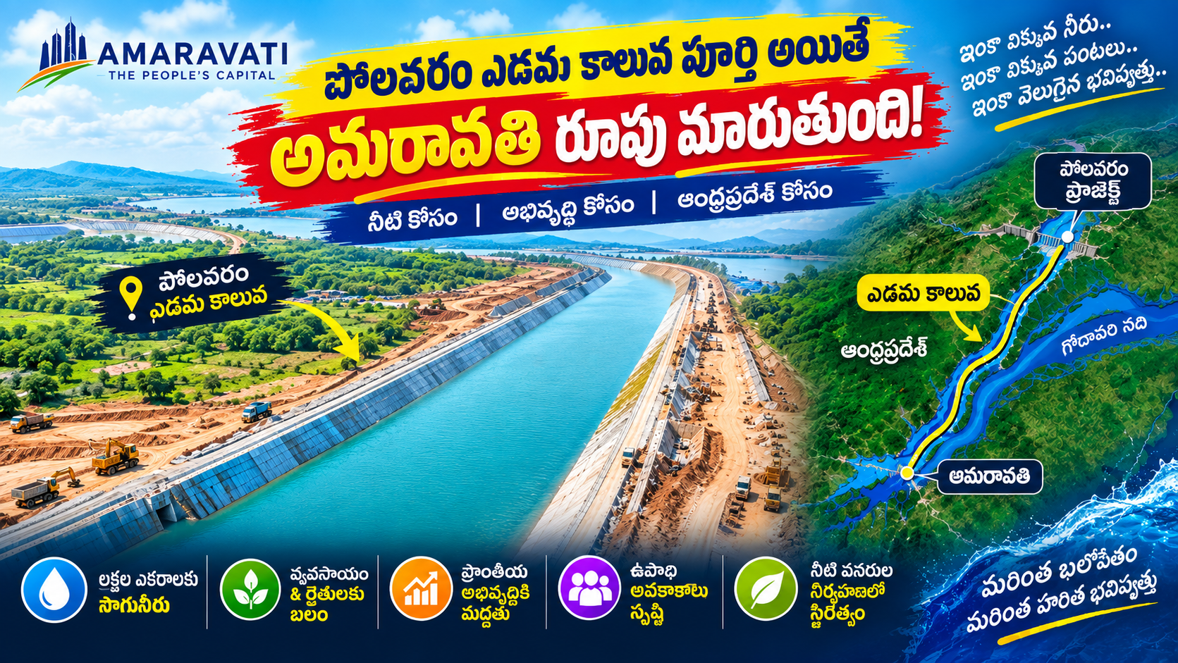 అమరావతి – పోలవరం ఎడమ కాలువ పనులు వేగంగా.. రాజధానికి గోదావరి జలాల కొత్త దారి!