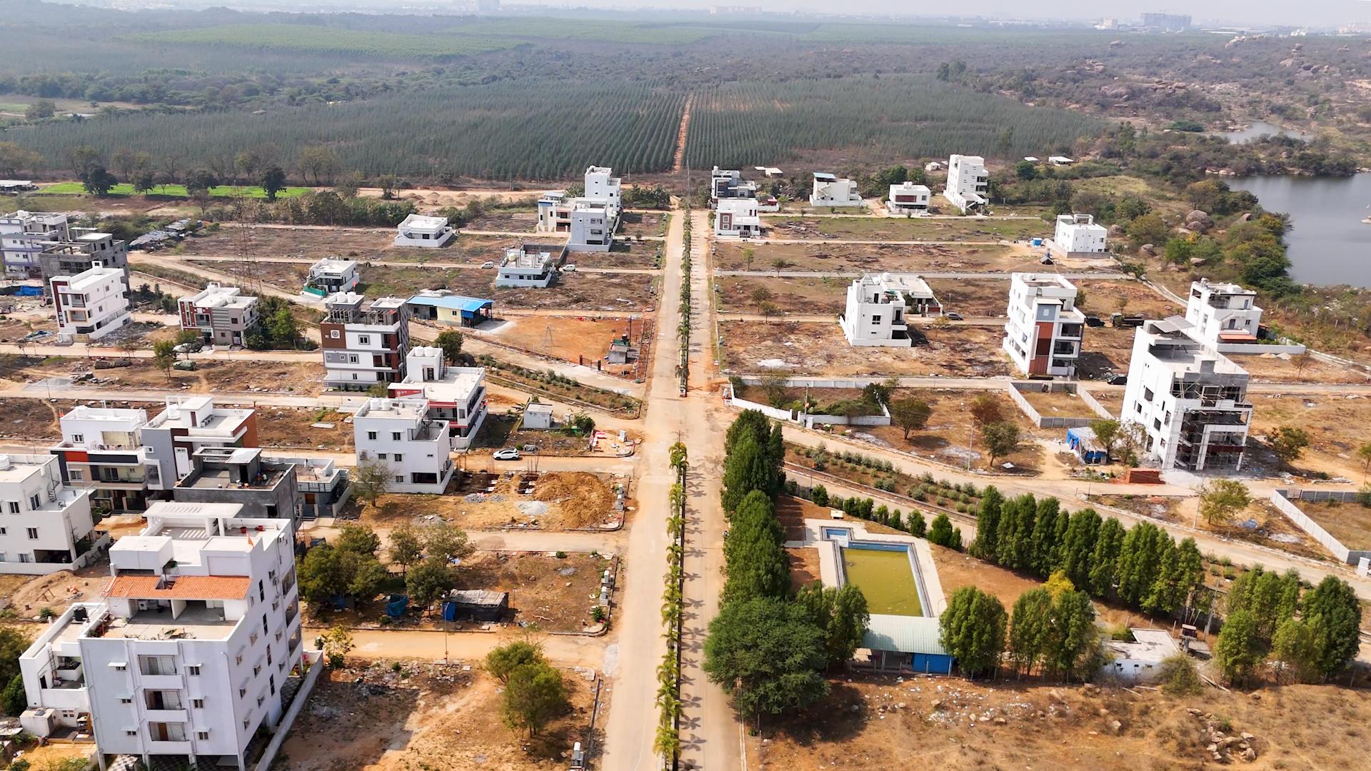 Amaravati Capital Region aerial views CRDA-approved residential plot layouts